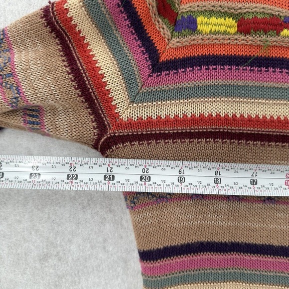 Shades of‎ Grey Cardigan Sweater Womens MED Colorful Striped Linen Feathers Boho - Picture 8 of 9